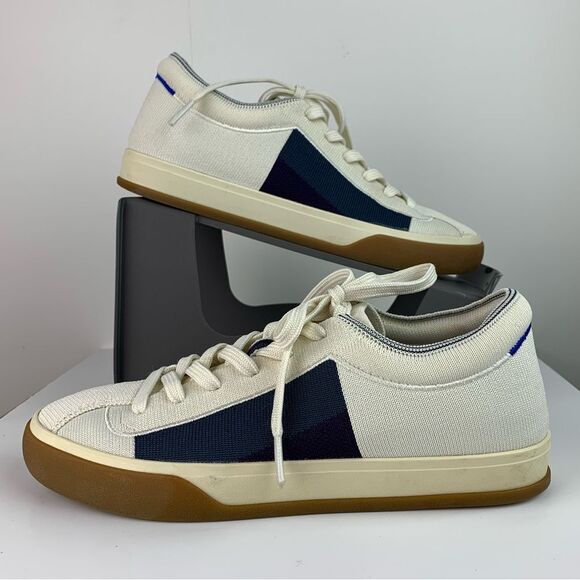 Rothy's Cream and Navy Sneakers - Picture 1 of 14